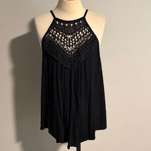Black Crochet Halter Top